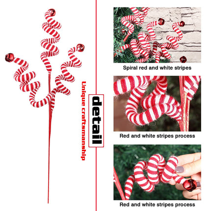 4PC Set Red/White Christmas Tree Decoration Woolen Bells Curly Pick, Christmas Ornaments Home Office Party