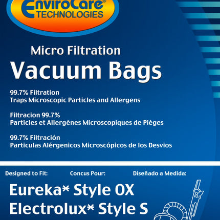 Envirocare Micro Filtration Vacuum Cleaner Dust Bags Designed To Fit Electrolux Harmonyoxygen Style S And Eureka Canisters Style S Canisters 9 Pack