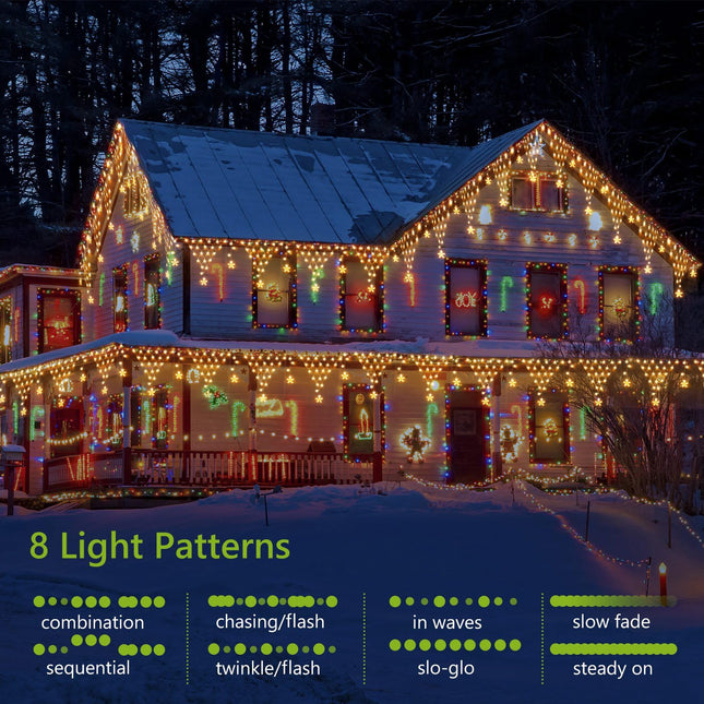 Christmas Lights Outdoor Decorations 13.8ft 200 LED Christmas Lights with 12 Stars,8 Modes Dimmable Fairy String Light with Remote Timer for Wedding Party Holiday Christmas Decorations(Warm White)