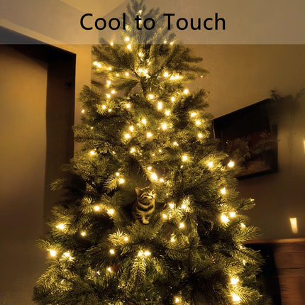 Warm White LED Christmas Lights Outdoor– 50ft 100 Counts Commercial Grade Outdoor Waterproof Green Wire Tree Lights, 5mm Wide Angle Plug in for Xmas, UL, IP:65