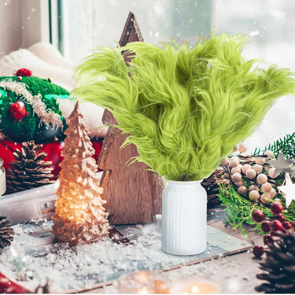 10 Pcs Lime Green Furry Christmas Tree Picks Glitter Curly Berry Ornaments Lime Fake Christmas Candy Picks for Tree Wreath Crafts Vase Filler Home