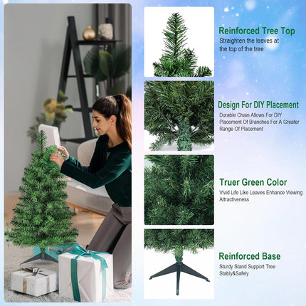 3Ft Premium Artificial Small Mini Christmas Tree for Tabletop,Home, Office, Indoor and Outdoor Decor,Holiday Decoration,Easy Assembly Metal Hinges & Foldable Base.Green Tree