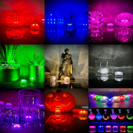 Mini Submersible LED Lights,Small Waterproof LED Tea Lights Candle with Remote Battery led Operated,RGB Color Changing for Vase Home Party Wedding Table Centerpieces Fountain Halloween Lantern