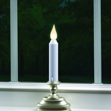 FPC1320P-6 Battery Operated LED Window Candle with Hot Spot Technology and Dusk to Dawn Sensor and Choice of White of Amber Flame, Pewter/Silver, Pack of 6