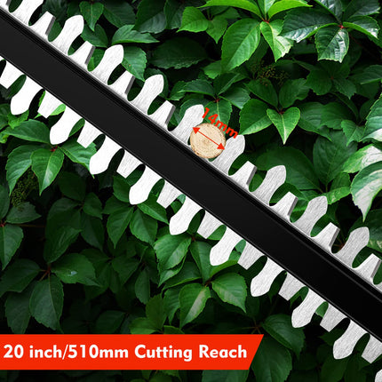 Bravolu 21V Cordless Hedge Trimmer, 20" Dual-Action Blade, Hedge Trimmer Cordless with 4.0Ah Battery and Fast Charger, 1400 RPM, Electric Hedge Trimmer for Shruber and Yard Hedge Cutting