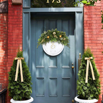HEBE Christmas Swags 25" Artificial Christmas Decorative Swag Xmas Mailbox Swag Christmas Wreath with Red Berries Pine Cone Farmhouse Christmas Hanging Decorations for Indoor Outdoor Use