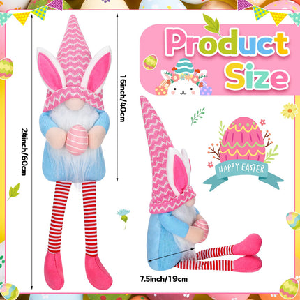 Easter Gnome Tree Topper 24 Inch Large Plush Gnomes Tree Ornaments Swedish Party Decoration Supplies with High Hat Legs Bunny Ear for Home Fireplace Table Holidays Presents(Fresh Style)