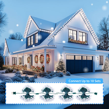 Brightown C9 LED Christmas String Lights, 2 Pack Total 132ft 200LED Outdoor Lights String, Plug-in Connectable Waterproof Roofline String Lights for Outside Christmas Holiday Decor