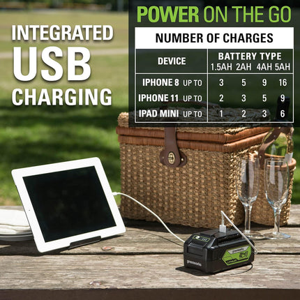 Greenworks 24V 22" Cordless Laser Cut Hedge Trimmer, 4.0Ah USB Battery and Charger Included