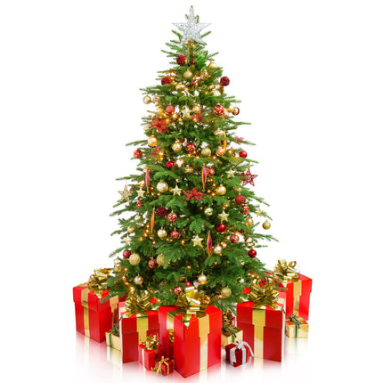 Resinta Metal Glittered Christmas Tree Topper Hallow Wire Star Topper for Christmas Tree Ornament (Silver)