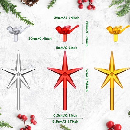 203 Pieces Ceramic Tree Light Medium Bird Bulb Light Ornaments Replacement Plastic Light Ceramic Tree Star Xmas Light Ornaments Ceramic Tree Accessories, Star and Bird Design