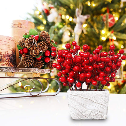 DR.DUDU 24 Pack Christmas Red Berries Stems for Christmas Tree Decoration, Artificial Christmas Red Berry for DIY Crafts Wreath Garland Christmas Ornaments Decor
