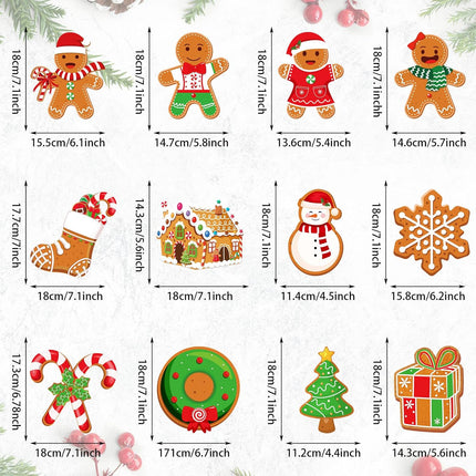52 Pcs Christmas Gingerbread Man Party Hanging Swirl Decorations, Merry Gingerbread Man Snowflake Christmas Tree Ceiling Hanging Streamers Swirl for Xmas Winter Year Holiday Party Supplies