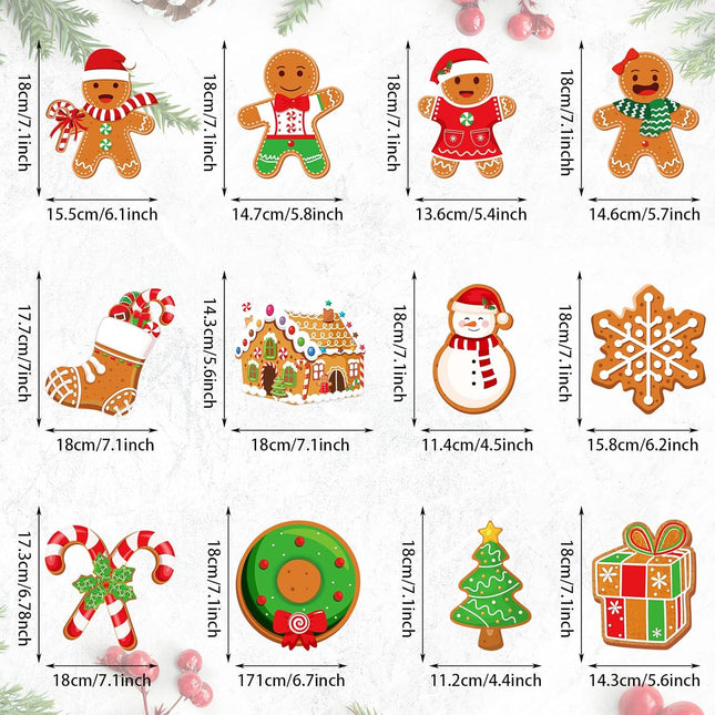 52 Pcs Christmas Gingerbread Man Party Hanging Swirl Decorations, Merry Gingerbread Man Snowflake Christmas Tree Ceiling Hanging Streamers Swirl for Xmas Winter Year Holiday Party Supplies