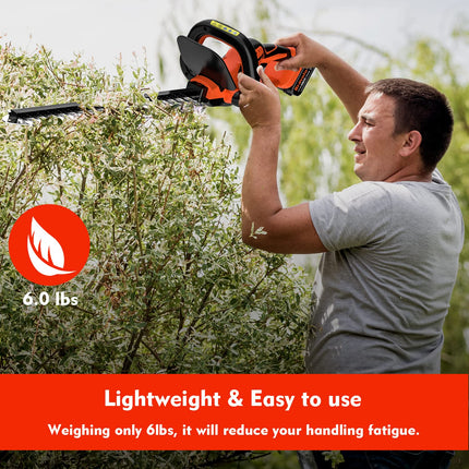 Bravolu 21V Cordless Hedge Trimmer, 20" Dual-Action Blade, Hedge Trimmer Cordless with 4.0Ah Battery and Fast Charger, 1400 RPM, Electric Hedge Trimmer for Shruber and Yard Hedge Cutting