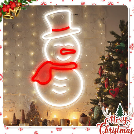 Snowman Neon Sign for Wall Decor Dimmable Christmas Neon Signs Night Light up Neon Snowman Winter LED Neon Signs Christmas Lights with USB for Living Room Bedroom Home Party Decor(Snowman)