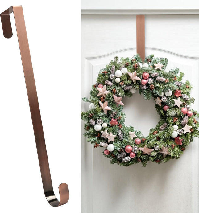 Wreath Hanger for Front Door for Halloween and Christmas Decorations,12 Inches Metal Wreath Door Hanger for Fall Decor,Bear Up 20 Lbs Over The Door Hooks for Front Porch Home Decor