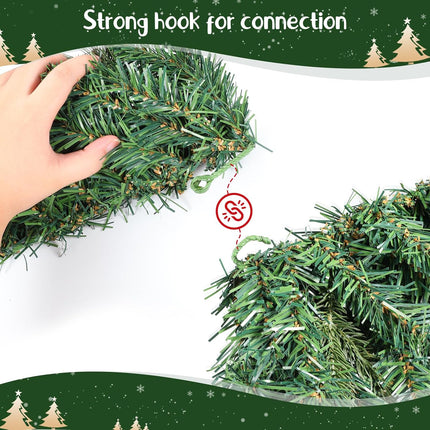 9 ft Christmas Garland, VELOMA Pre-lit Garland with 50 Warm Lights, Classic Green Christmas Garland with 340 Branch Tips