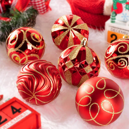 3.15" Christmas Ball Ornaments Set, 16pc Red Xmas Tree Ornaments Decoration, Shatterproof Large Decorative Hanging Balls with Loop for Christmas Party Holiday Wreath Garland Home Decor