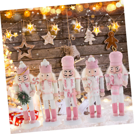 BESPORTBLE 5Pcs Nutcracker Ornaments Wooden Soldier Christmas Decorations Nutcracker Figurines for Xmas Tree Hanging Decor Holiday Party Supplies