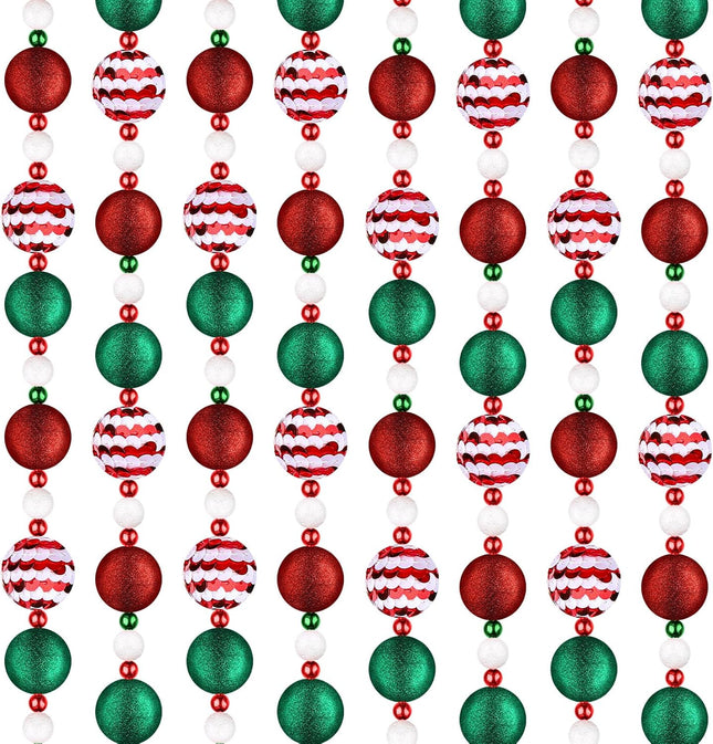16 Ft Christmas Tree Garland Christmas Ball Garland Red White Beaded Garland Colorful Garland for Christmas Tree Hanging Christmas Ornament Garland Retro Christmas Decorations for Xmas Party (Sequin)