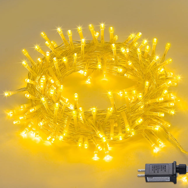 100 LED Warm White Christmas Lights Indoor Plug in,33ft Outdoor Christmas Lights Waterproof Connectable, 8 Modes White String Lights for Bedroom Christmas Decoration