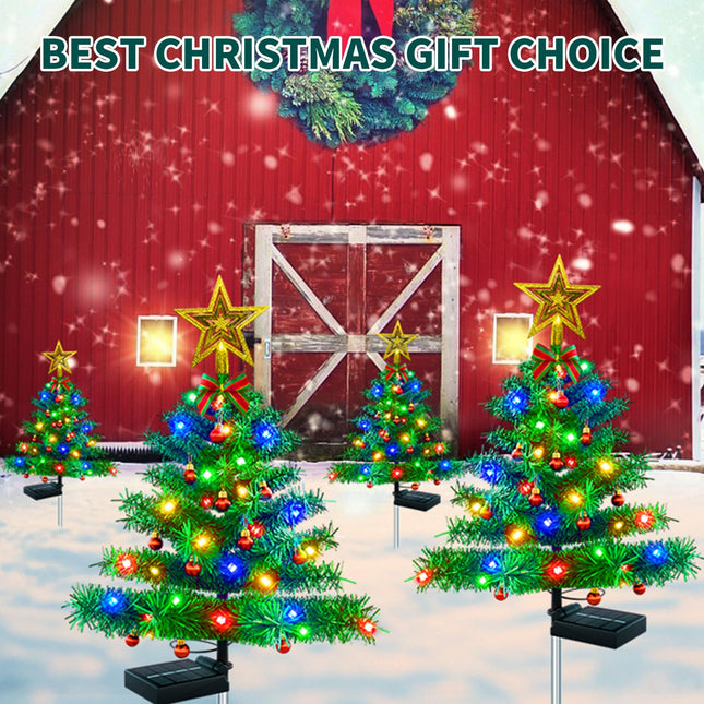 d Solar Outdoor Christmas Tree Lights Multicolor, 800mA Solar Powered Outdoor Lighted Xmas Tree Waterproof for Yard, Solar Christmas Tree Garden Decor with Constant & Flashing Modes for Pathway