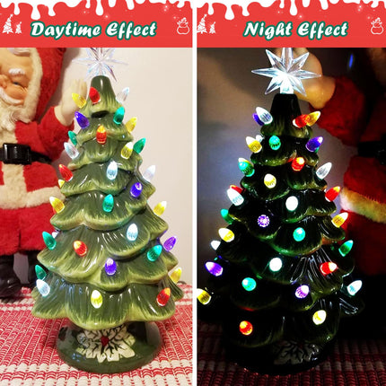 Ceramic Christmas Tree Replacement Light Bulbs Set, 120Pcs in 10 Colors Ceramic Tree Replacement Bulbs and 1 Angel/Five Pointed Star/Seven Pointed Star Top Trim