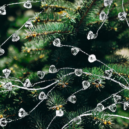 Cheerland Crystal Diamond Ice Wire Garland Steel Wire Clear Acrylic Crystal Garlands Bead Tree Garland for Christmas Tree Decor Home Anniversary Wedding Party Decoration