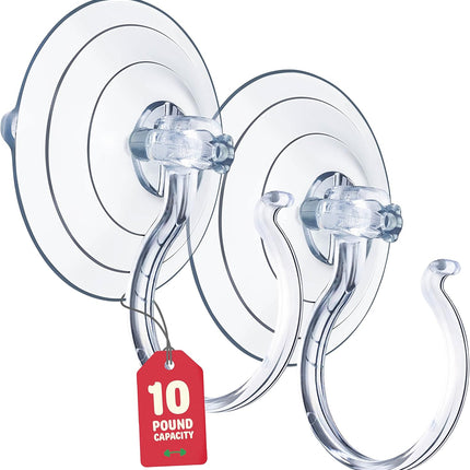 Christmas Wreath Hanger For Glass Front Door [Set of 2] Giant Suction Wreath Hanger, Hang Large or Heavy Wreaths Securely on Glass Doors and Windows up to 10 Lbs - Heavy Duty Wreath Holders - USA Made