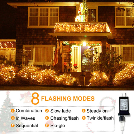 Outdoor Christmas Lights, 360 LED Sturdy Net Mesh Lights, 12x5Ft Large String Lights with 8 Modes, Christmas Decoration Lights for Year, Bushes, Gardens, Lawns, Patio Decor - Warmwhite