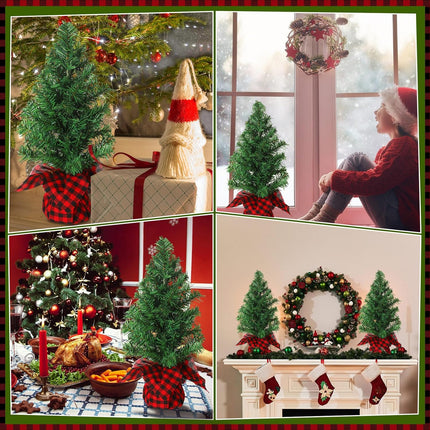 Ceenna 6 Pcs Artificial Christmas Tree Unlit Fake Christmas Tree Tabletop Decorative Xmas Fake Pine Tree Decor with Base for Table Decorations (15.75 Inch)