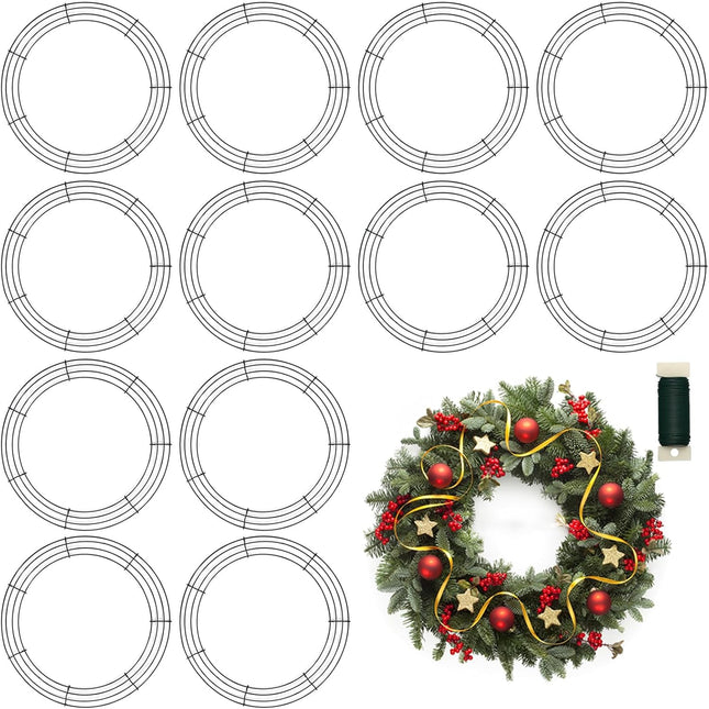 12 Pack 14 Inch Metal Wreath Frame Wire Wreath Form for Crafts Christmas Decoration