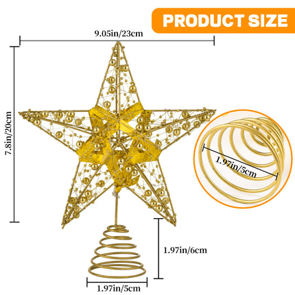 d Christmas Tree Topper Lighted,20 LED Lights Metal Tree Topper with Timer Battery Operated,Remote Control Christmas Tree Top Ornament for Christmas Décor