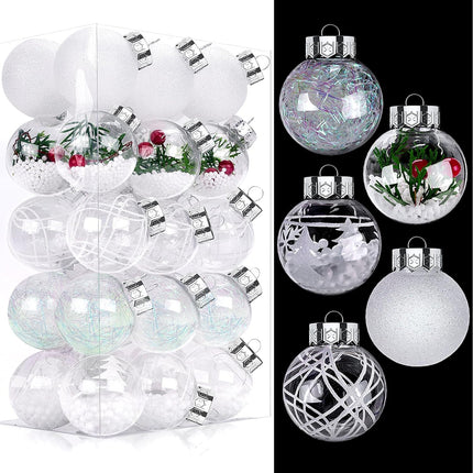 FestiveBliss Christmas Ball Ornaments, 2.36 Inch Clear Christmas Balls 30 Packs for Christmas Tree & Wreath Decor, Shatterproof Christmas Decorations Ornaments, Xmas Plastic Ornaments, Hanging Ball