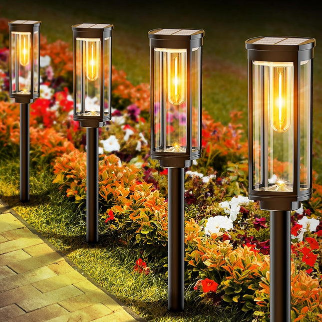 6 Pack Solar Pathway Lights Outdoor, Modern Super Brightness Led Solar Path Lights, 1000Mah Long Working Time Up To 12 Hours Land