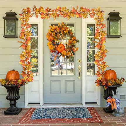DearHouse 2 Pack Fall Garland Maple Leaf, 5.9Ft/Piece Hanging Vine Garland Artificial Autumn Garland Thanksgiving Decor for Home Wedding Fireplace Party Christmas (Yellow)