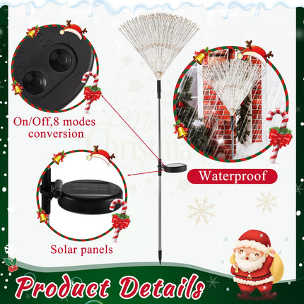 6 Pcs Christmas Solar Firework Lights Solar Lights Outdoor Garden 120 LED 8 Modes Waterproof LED Sparkler Lights Outdoor for Patio Yard Pathway Walkway(Red, White, Green)