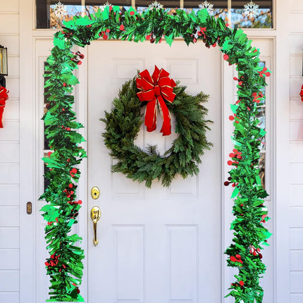 6 Pieces/ 39.4 Ft Christmas Tree Garland Winter Tinsel Green Tinsel Garland Green Garland Christmas Decorations Outdoor Christmas Garland Metallic Twist Garland Ceiling Hanging Decoration for Party