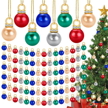 120PCS Christmas Mini Balls Ornaments 16mm Miniature Glitter Balls Xmas Tree Hanging Decorations Pendants for Holiday Party Outdoor Indoor DIY Craft Supplies