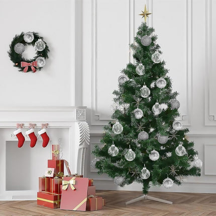 3.15 Inch Christmas Ball Ornaments for Tree - Glitter Shatterproof Christmas Balls Set, 9 Pcs Plastic Pearl Hanging Decoration Balls for Xmas Holiday Wedding Party (3.15" Silver)