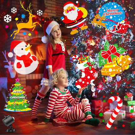 d Brighter Christmas Decorations Projector Lights Outdoor, Display 8 Patterns at A Time (3D Ocean Wave & Patterns), 8 Themes Holiday Projector Christmas House Decoration Light Show