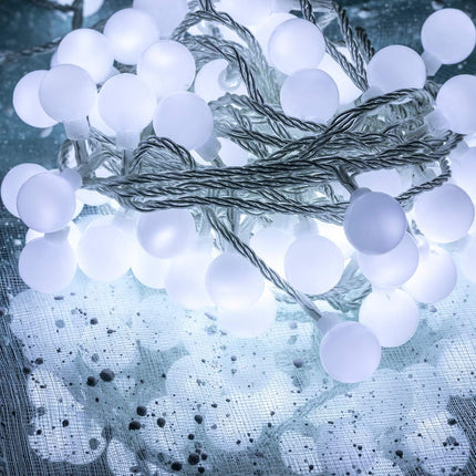 100 LED 49 FT Globe Ball String Lights Fairy String Lights Plug in with Remote 8 Modes Extendable for Indoor Outdoor Wedding Birthday Christmas Tree Garden Decor (White)