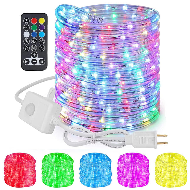 Afirst RGB Rope Lights Outdoor 18FT - Remote Control Colored Fairy Lights Connectable IP65 Waterproof RGB Strip Lights for Home Decor, Garden, Bedroom, Patio, Holiday Decoration