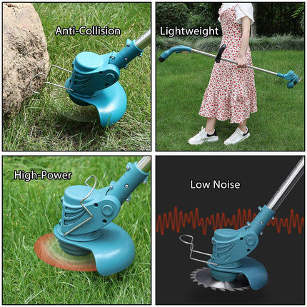 Cordless String Trimmer, Cordless Edger Weed Whacker Grass Eater Lawn Cutter Lawn Mower, 2 Lithium-ion Battery Powered 24V 4000mah