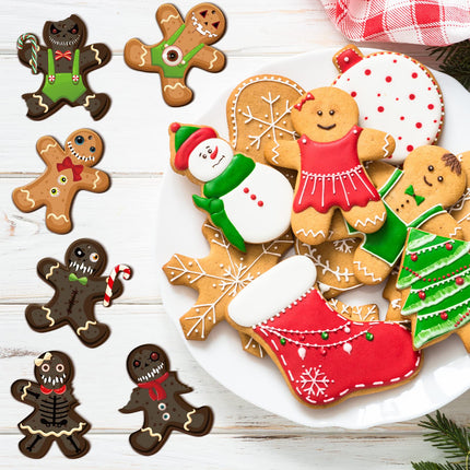 30 Pcs Ginger Dead Man Horror Wooden Ornament Goth Gingerbread Man Christmas Tree Hanging Ornaments Creepy Spooky Scary Prop Christmas Decorations for Christmas Parties and Events