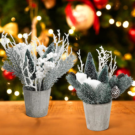 SUPREME XMAS 2 PCS Mini Christmas Tree, Christmas Table Centerpieces Decorations Artificial Small Christmas Tree with Ornaments for Indoor Home Thanksgiving Xmas Holiday Party Tabletop Decor