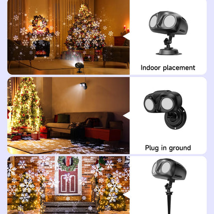 Double Head Christmas Snowflake Outdoor Projection Light,Waterproof Christmas Lights, 180°Rotation Christmas Lights Outdoor, Suitable for Indoor Christmas Holiday Garden Patio Christmas Decorations
