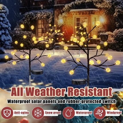 4 Pcs Outdoor Christmas Pathway Lights Decor Solar Christmas Stake Light Waterproof Christmas Outside Lights Crystal Globe Lights for Path Patio Garden Party Decor(Warm White)
