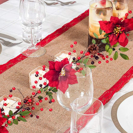 DearHouse 5.3 Ft Berry Christmas Garland, Artificial Poinsettia Garland with Red Berries and Holly Leaves, Pine Cone Garland for Winter Holiday Year Decor